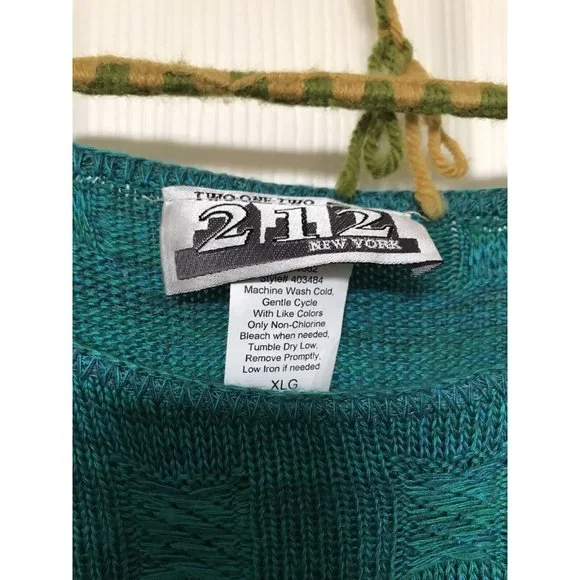 Green Pullover Lightweight Sweater Women’s 212 New York Hi-lo XLG Shirt Top - Picture 3 of 5